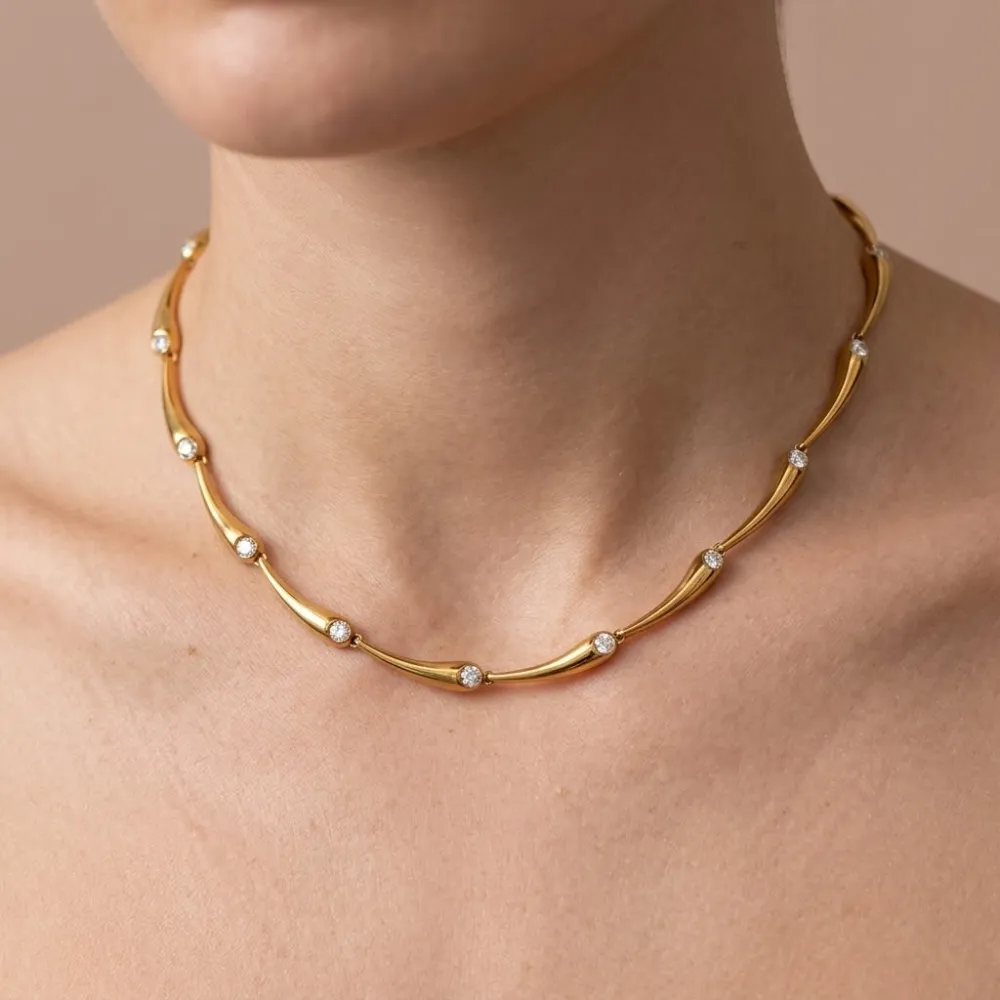 Ramo Con Punto Luce-Collana Corta in Acciaio - CAC-795-12979