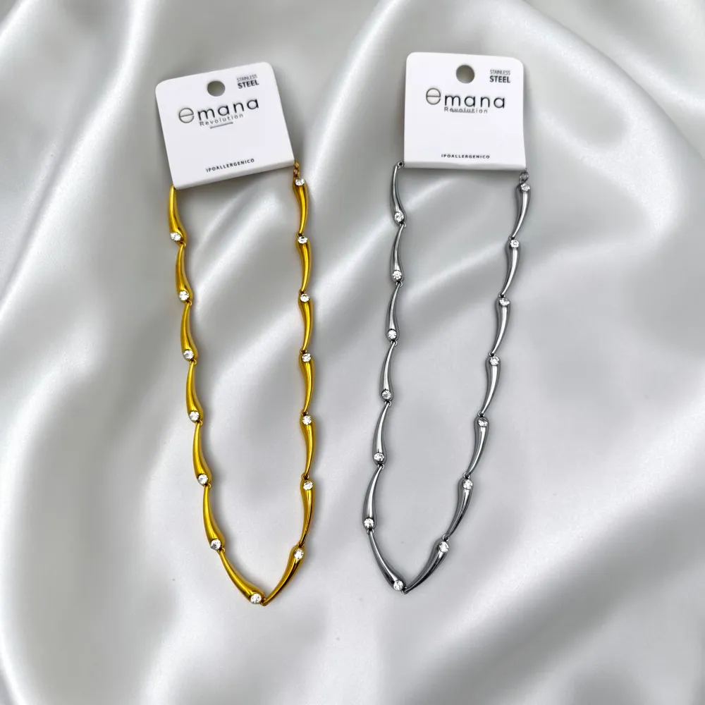 Ramo Con Punto Luce-Collana Corta in Acciaio - CAC-795-12979