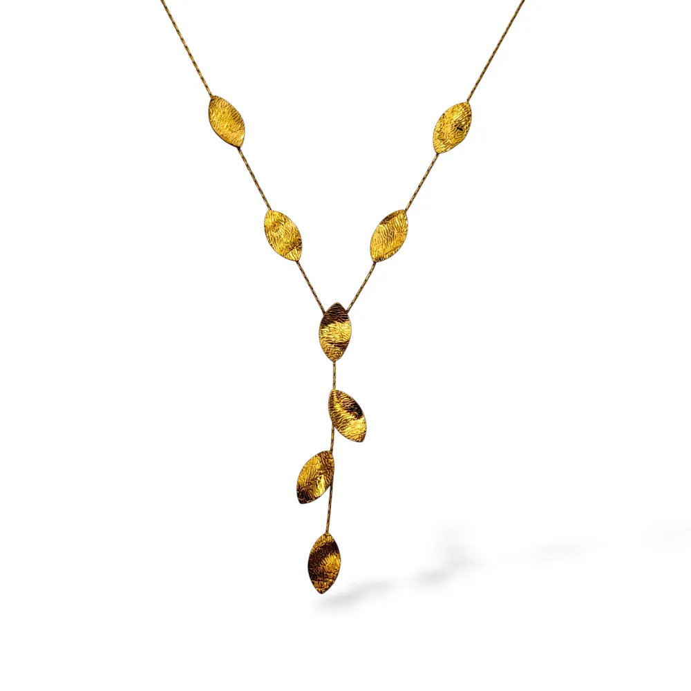 Foglia-Collana Corta in Acciaio - CAC-103-AA7591N