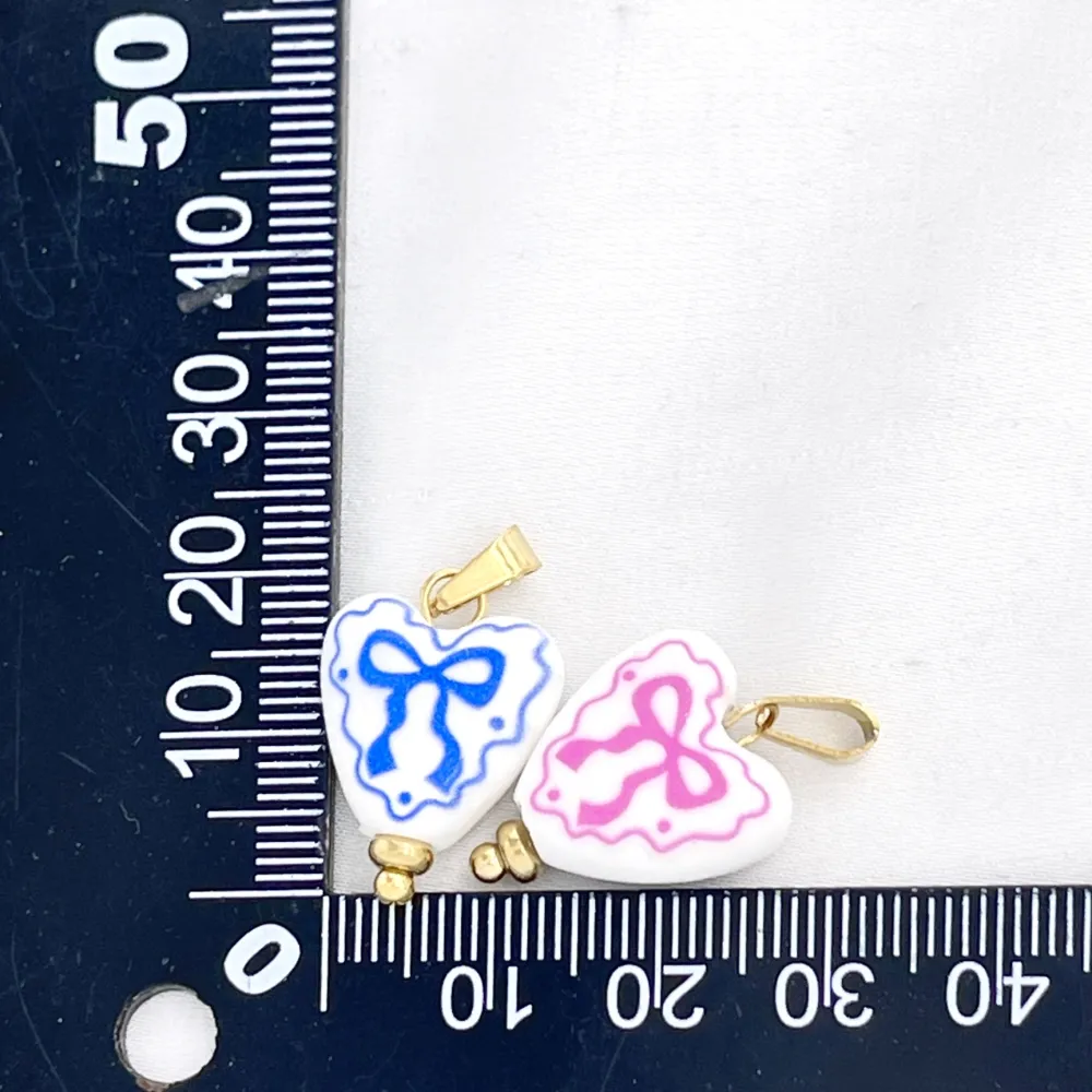 Cuore Fiocco-Ciondolo/Charms in Acciaio - DIY-801-007A 5PZ