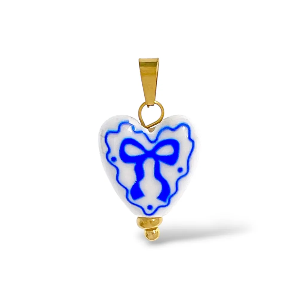 Cuore Fiocco-Ciondolo/Charms in Acciaio - DIY-801-007A 5PZ