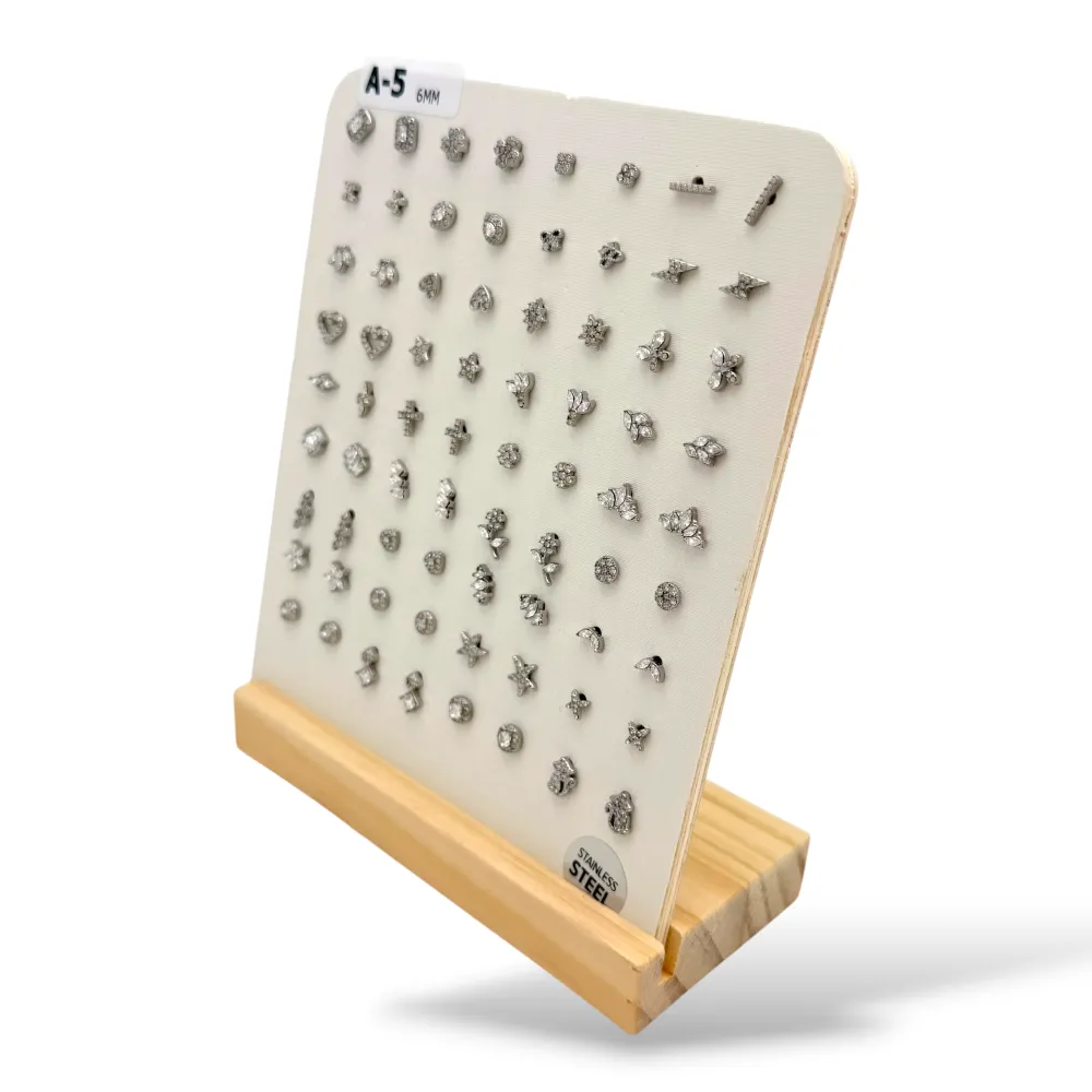 (A-5)6MM Soggetti Mix-36Paia Orecchini a Lobo in Acciaio - OPA-103-AA743E/6MM