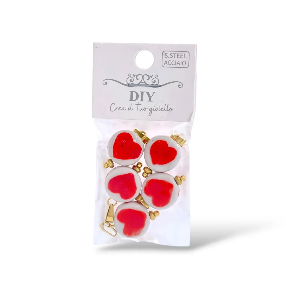 Cuore-Ciondolo/Charms in Acciaio - DIY-801-016A 5PZ
