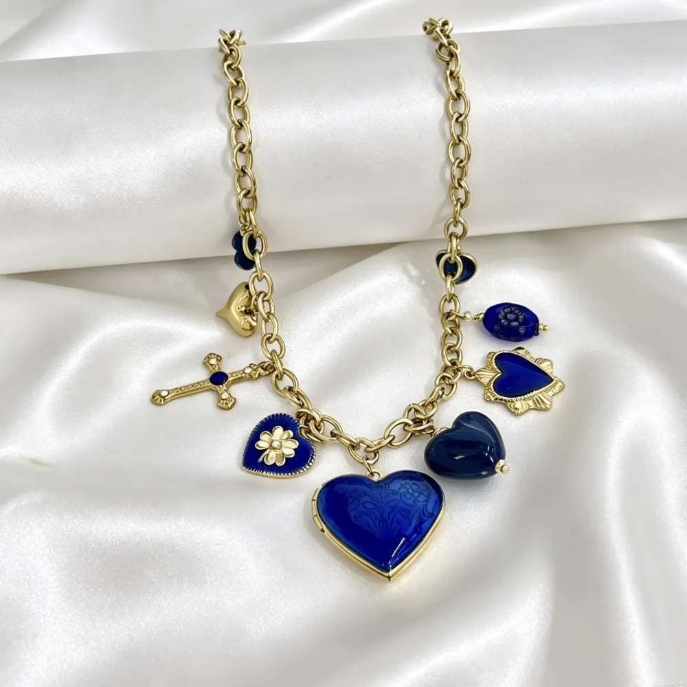Cuore E Croce-Collana Corta in Acciaio - CAC-794-140