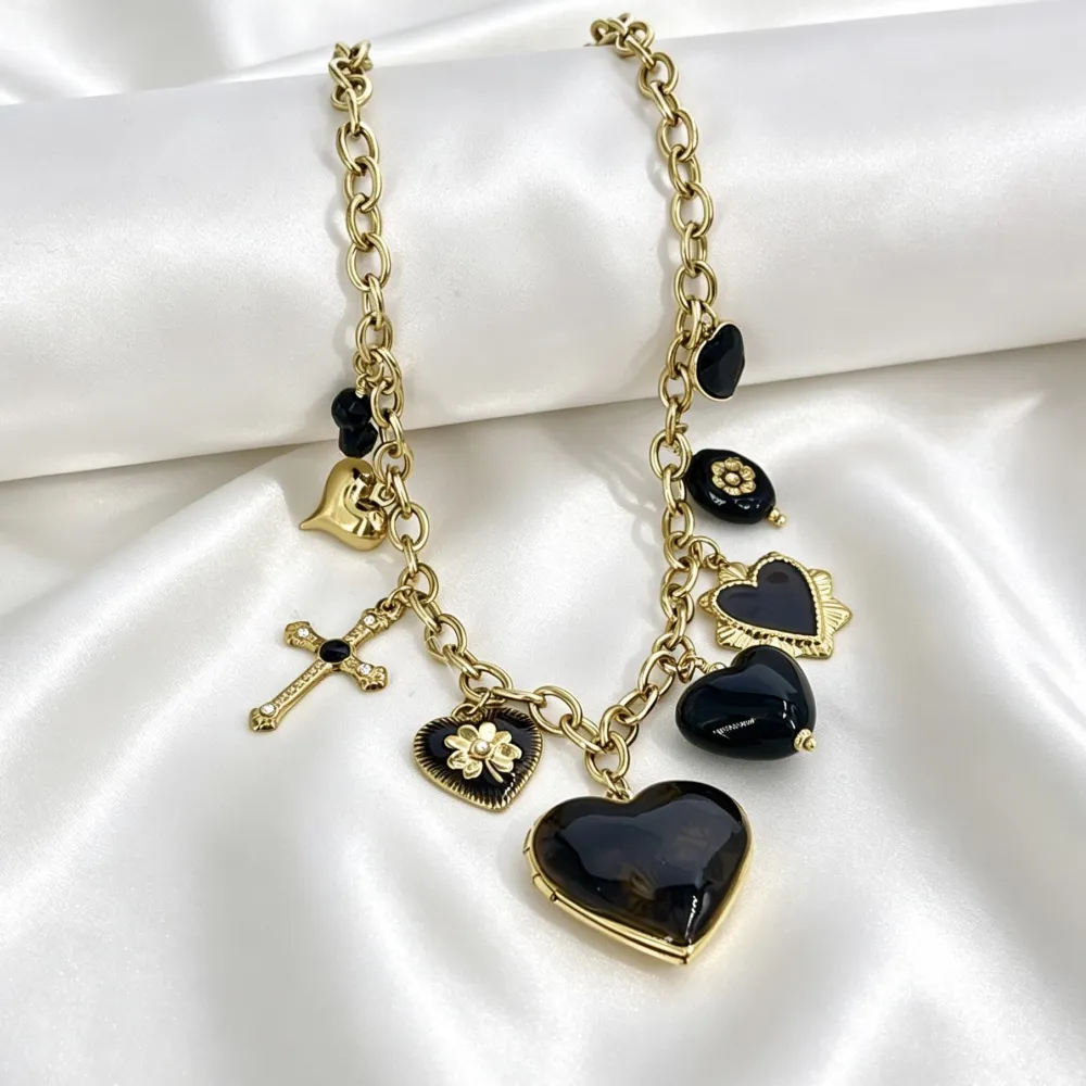 Cuore E Croce-Collana Corta in Acciaio - CAC-794-140