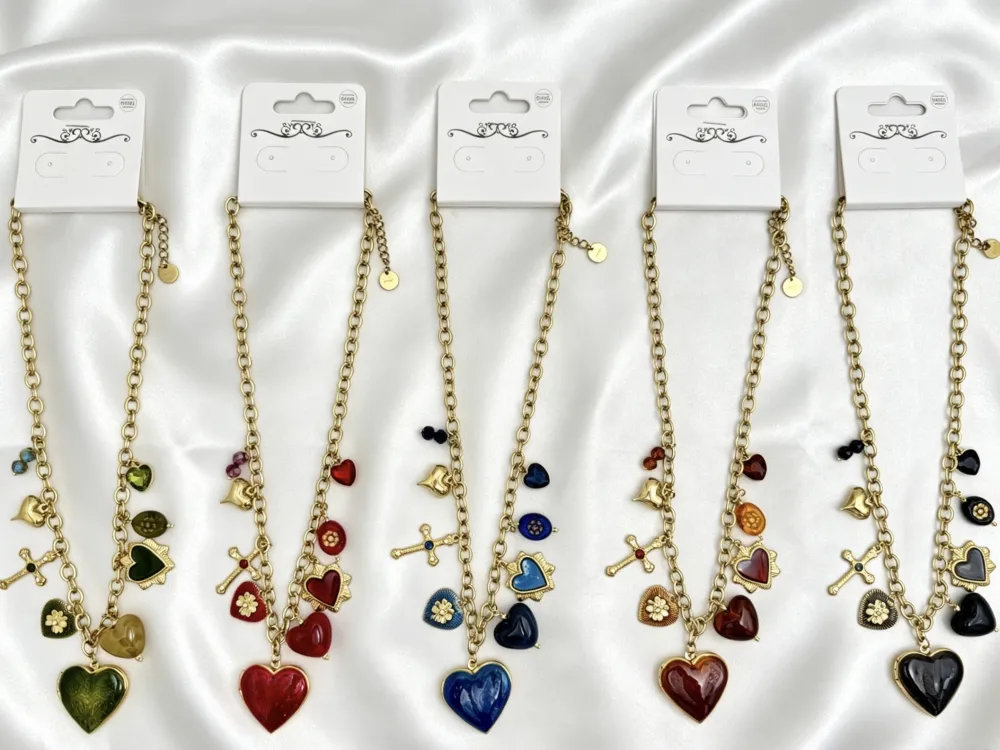 Cuore E Croce-Collana Corta in Acciaio - CAC-794-140