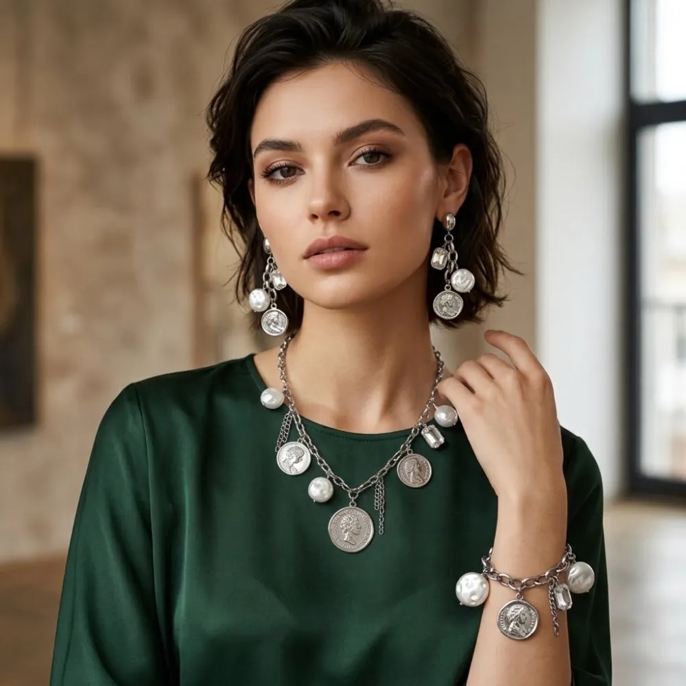 Moneta E Perla-Bracciale in Acciaio - BR-794-131