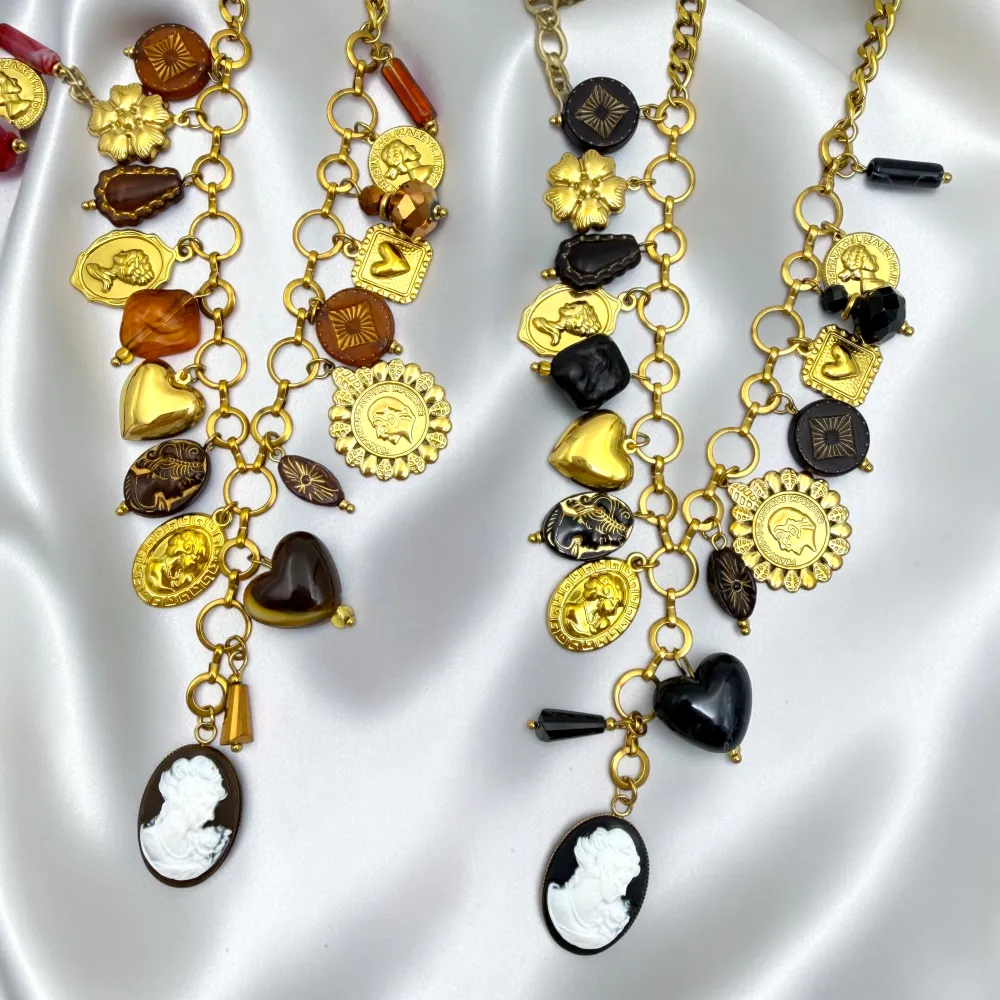 Cameo-Collana Corta Moda a Y in Acciaio - CAC-732-704