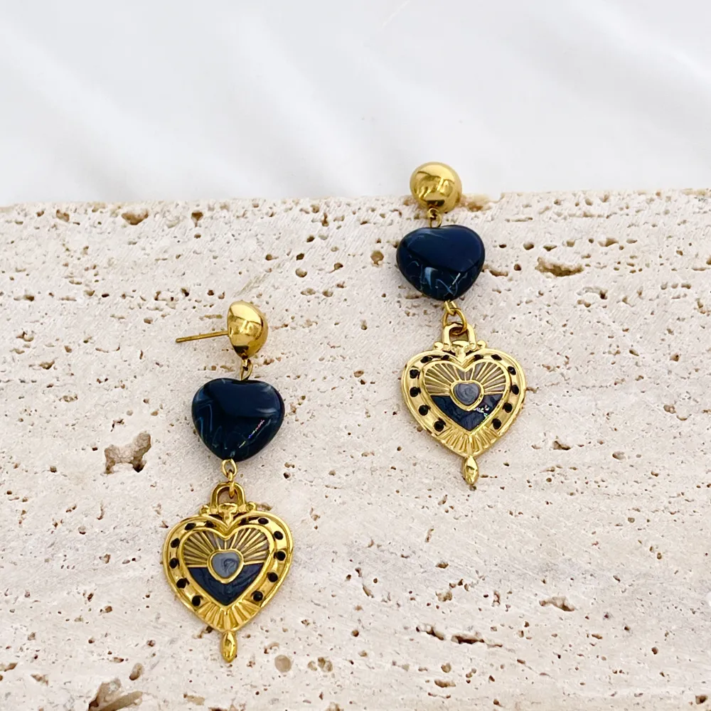 Cuore-Orecchini Moda Pendente In Acciaio - OR-732-749