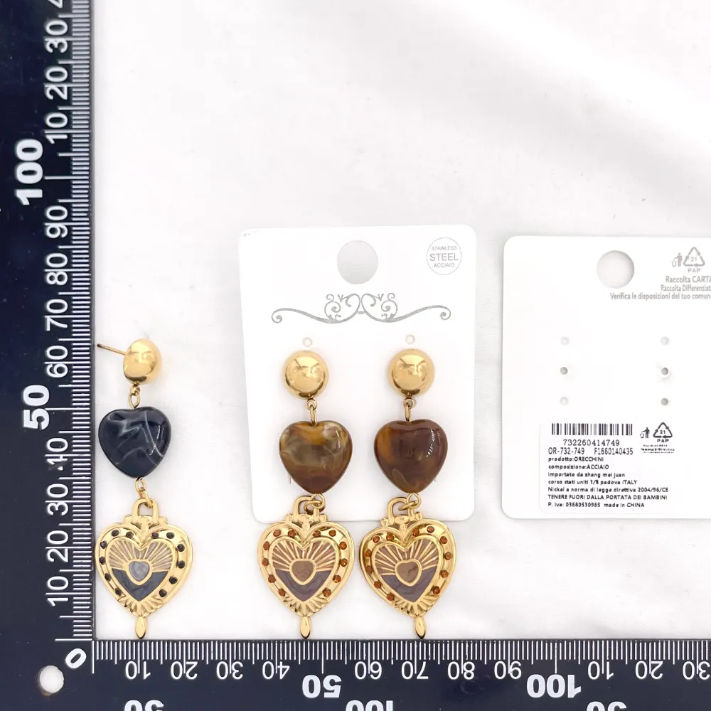 Cuore-Orecchini Moda Pendente In Acciaio - OR-732-749