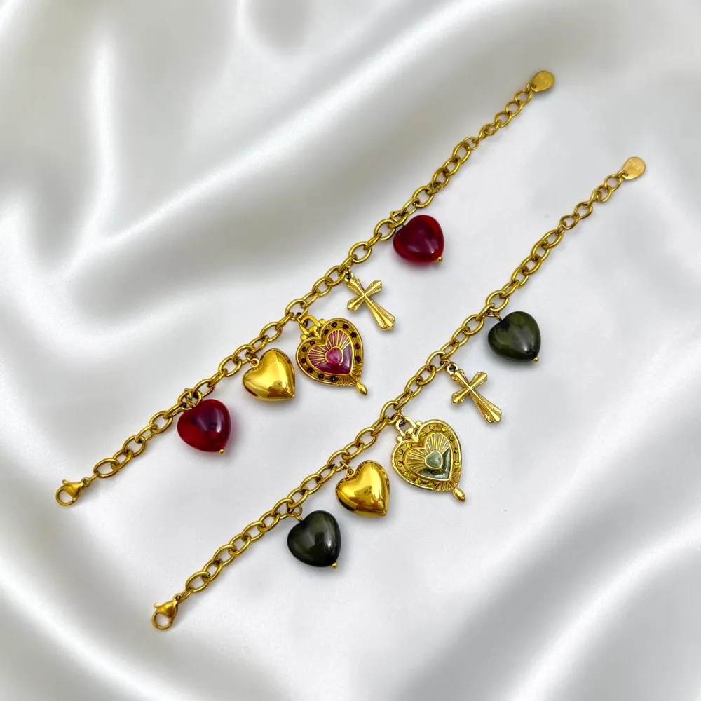 Cuore E Croce-Bracciale in Acciaio - BAC-732-750