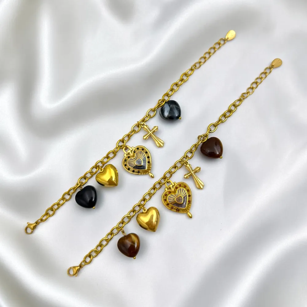 Cuore E Croce-Bracciale in Acciaio - BAC-732-750