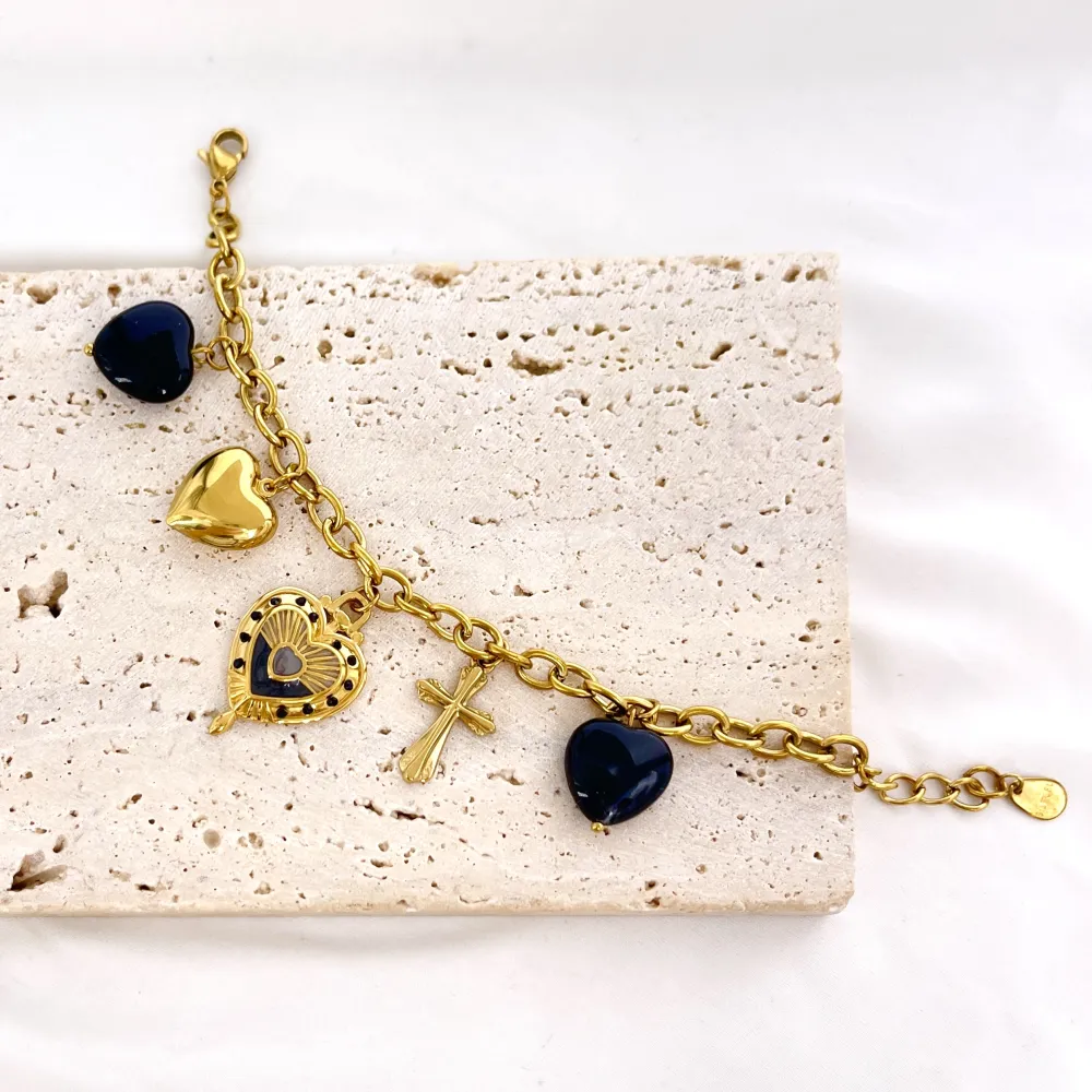 Cuore E Croce-Bracciale in Acciaio - BAC-732-750