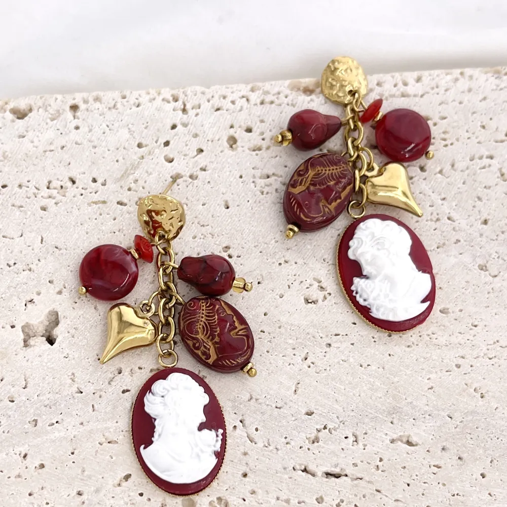 Cameo-Orecchini Moda Pendente In Acciaio - OR-732-706