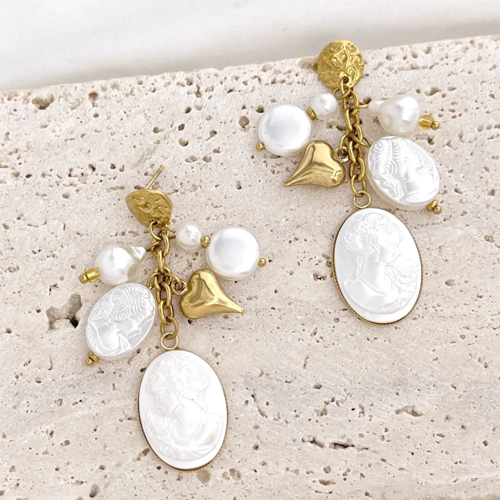 Cameo-Orecchini Moda Pendente In Acciaio - OR-732-706