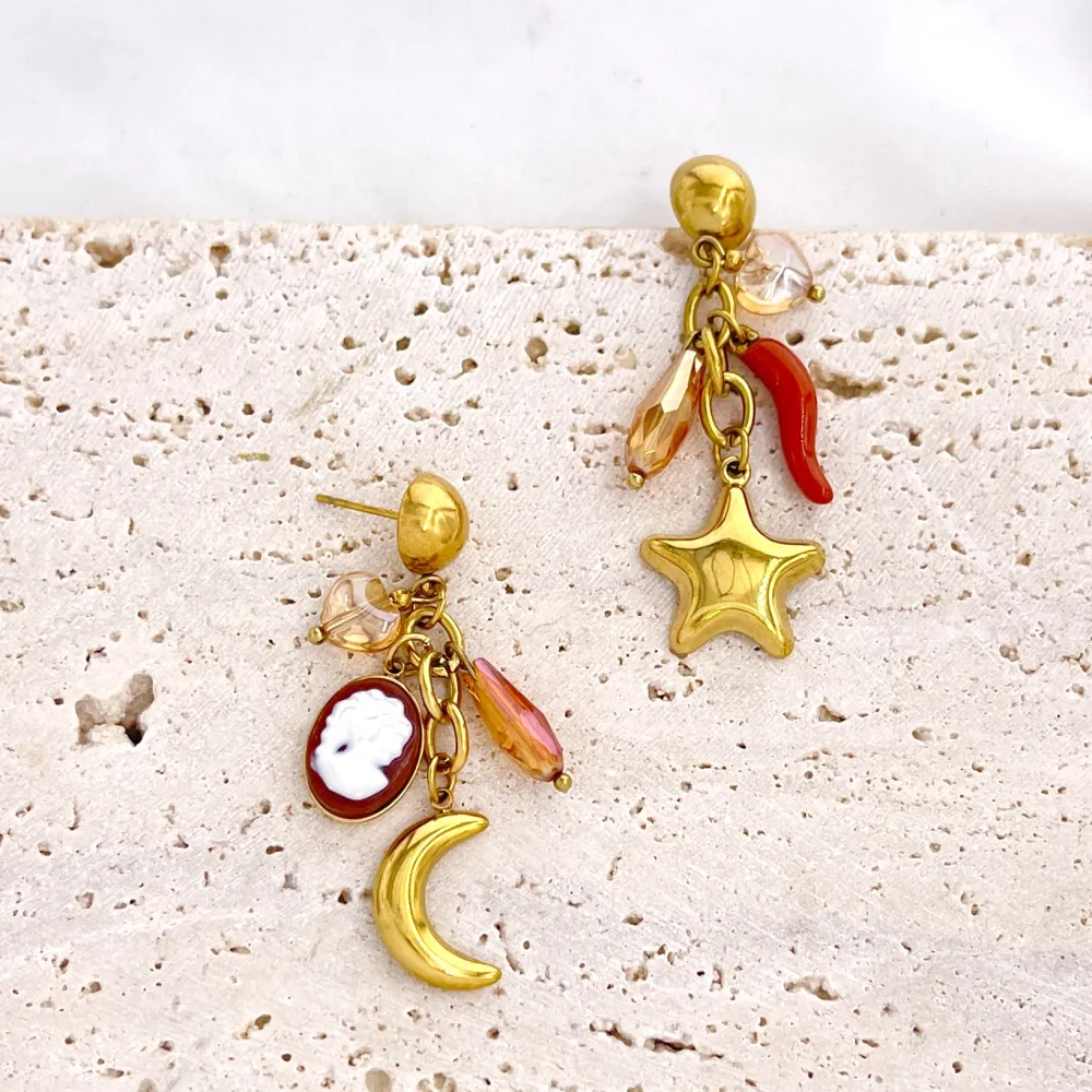 Luna, Stella, Dama-Orecchini Moda Pendente - OR-732-726