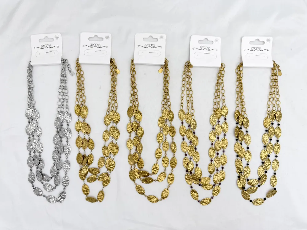 Tre Fili Ovale-Collana Corta Moda in Acciaio - CAC-732-745