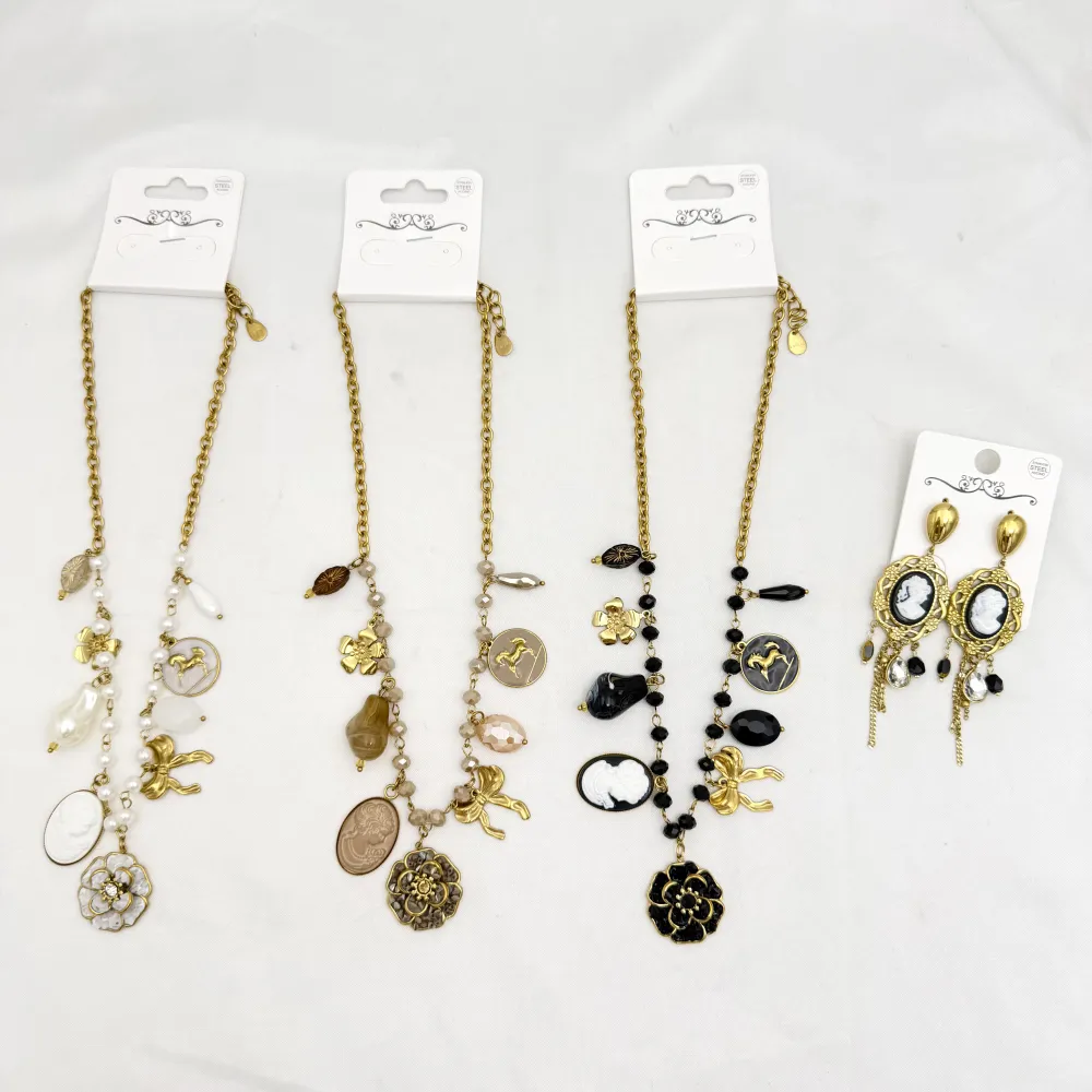 Fiore, Dama, Fiocco-Collana Corta Moda in Acciaio - CAC-732-677