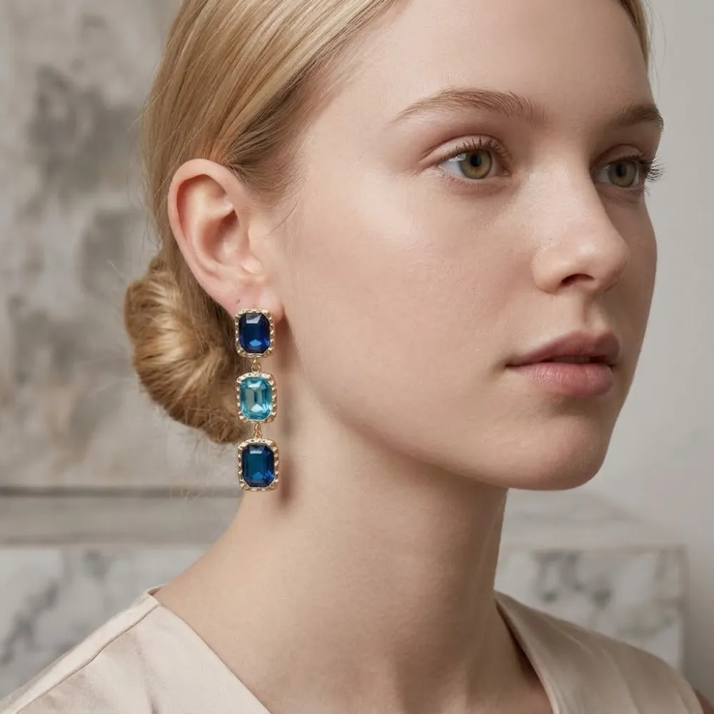 Rettangolo-Orecchini Moda Pendente - OR-732-728