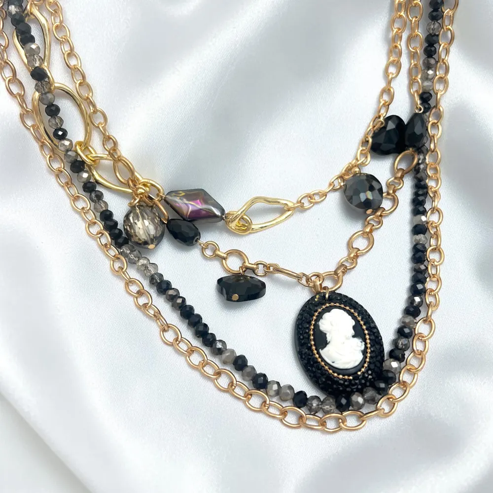 Dama, pendenti-Collana multifili Corta in Acciaio - CL-732-686