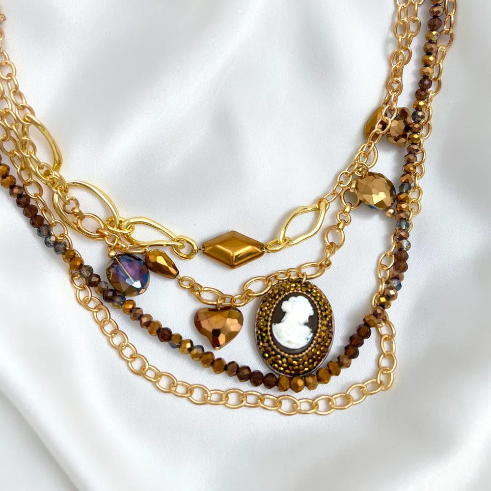Dama, pendenti-Collana multifili Corta in Acciaio - CL-732-686