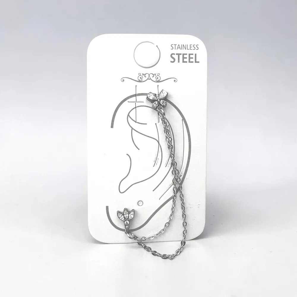 Orecchini Earcuff Zircone Acciaio - OR-103-AA7417E