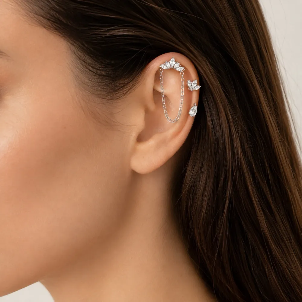 Orecchini Earcuff Zircone Acciaio - OR-103-AA7340E