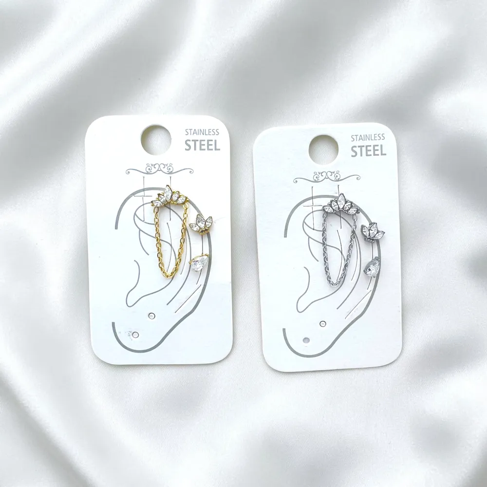 Orecchini Earcuff Zircone Acciaio - OR-103-AA7340E