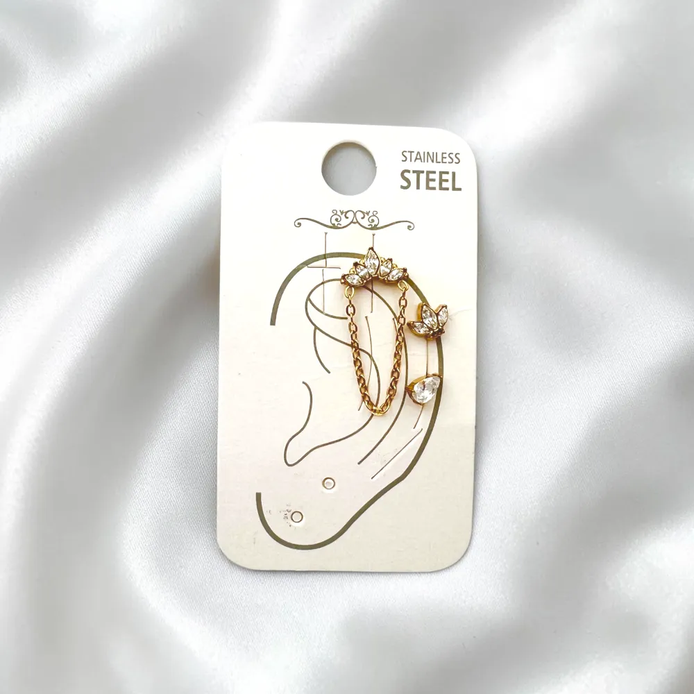 Orecchini Earcuff Zircone Acciaio - OR-103-AA7340E