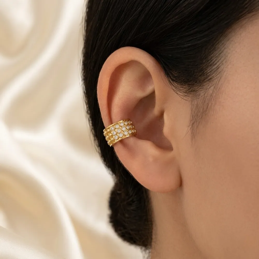 Orecchini Earcuff Zircone Acciaio - OR-103-AA7094E