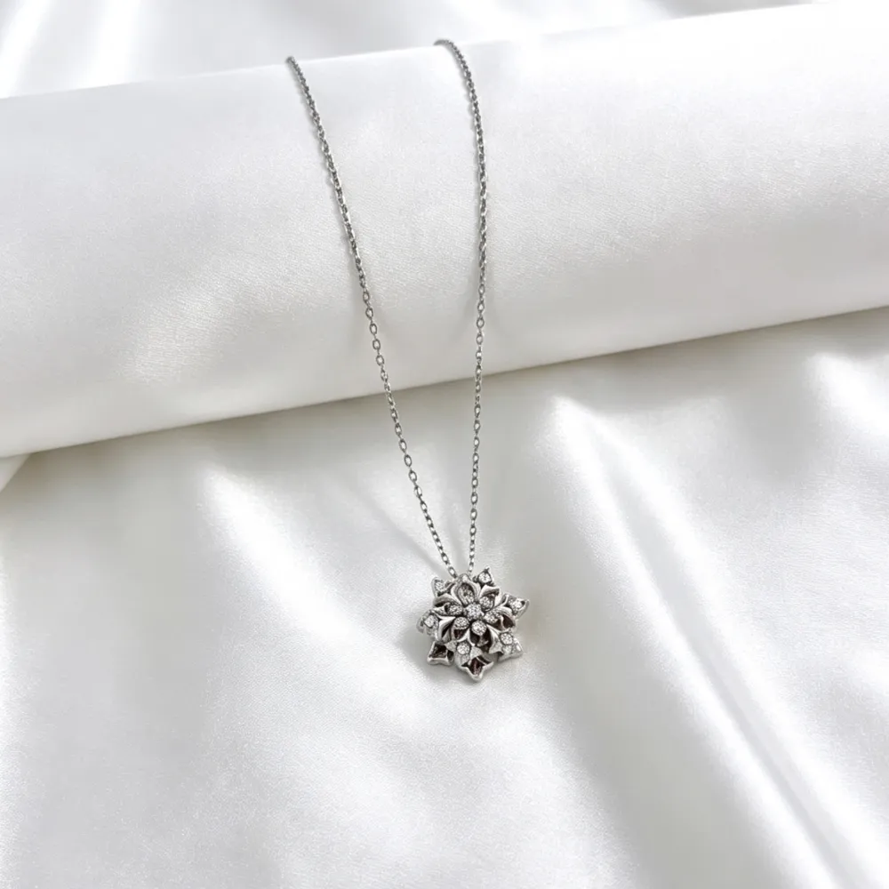 Fiocco di neve-Collana Corta in Acciaio - CL-795-12974