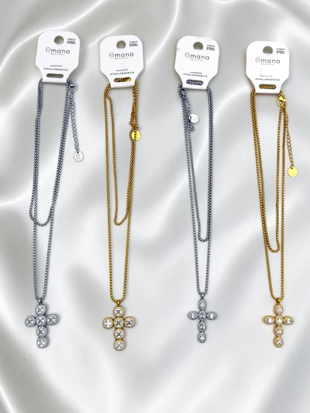 Croce-Collana Corta in Acciaio - CL-103-AA7356N