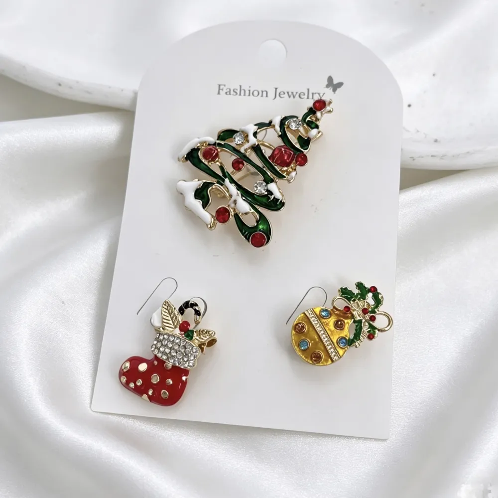 Albero di Natale calzino di Natale pallino di Natale-Set 3pz Spille di Natale - SPM-781-26