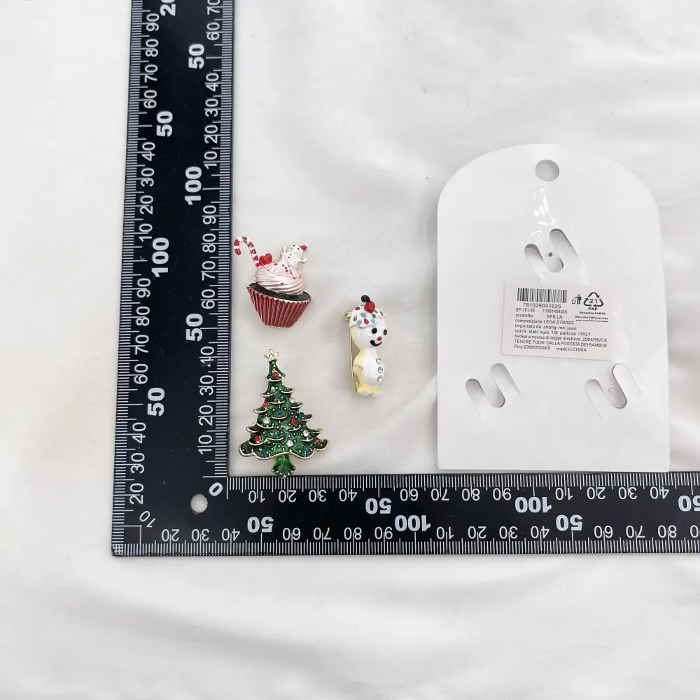 Albero di Natale pupazzo di neve cupcake-Set 3pz Spille di Natale - SPM-781-35