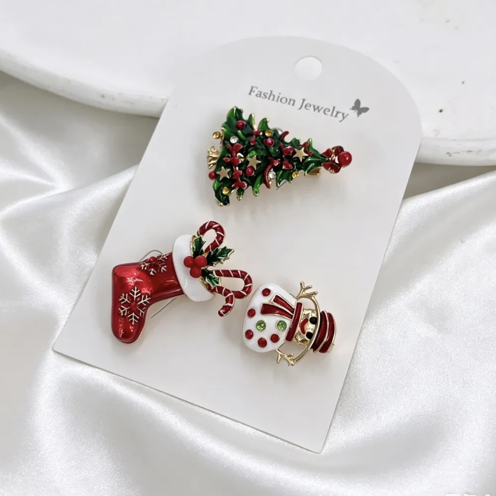 Albero Di Natale, Pupazzo Di Neve e Calzone-Set 3pz Spille di Natale - SPM-781-29