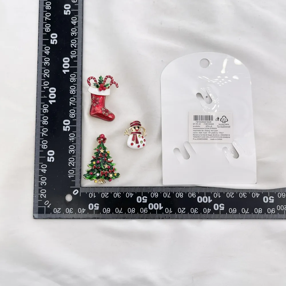 Albero Di Natale, Pupazzo Di Neve e Calzone-Set 3pz Spille di Natale - SPM-781-29