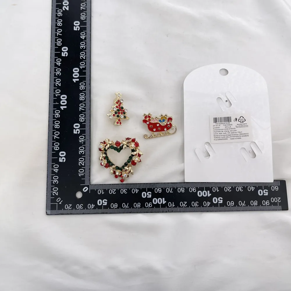 Cuore, Albero Di Natale e Slitta-Set 3pz Spille di Natale - SPM-781-30