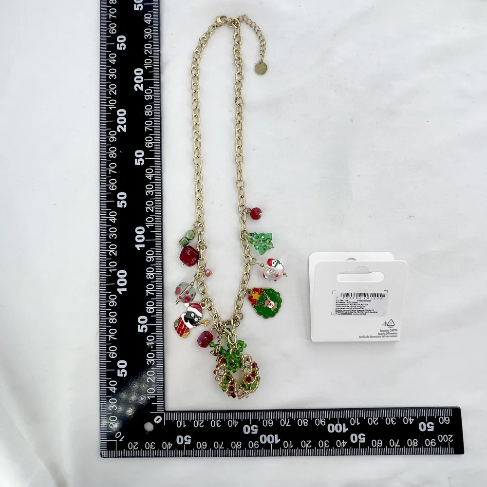 Ghirlanda di Cristalli, Gatto Natalizio e Renna-Collana Corta Moda in Acciaio - CAC-794-129