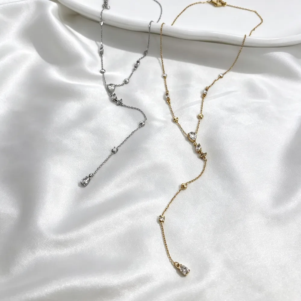 Goccia-Collana Corta a Y in Acciaio - CL-795-12977