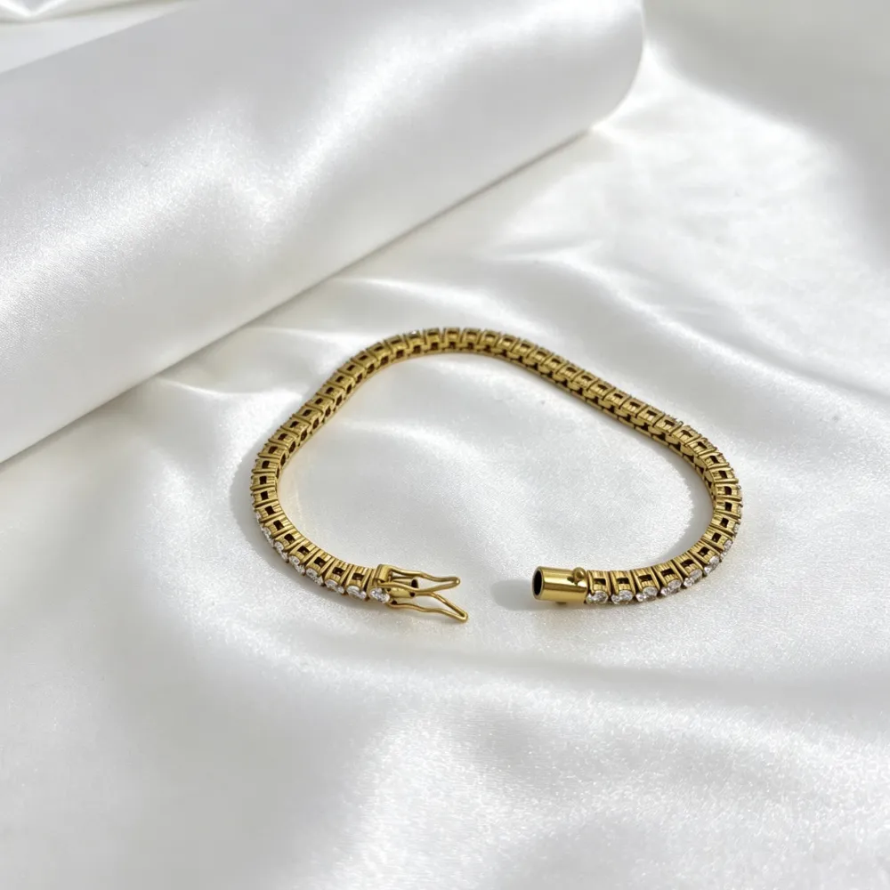 Tennis -Bracciale in Acciaio con Chiusura - BAC-103-AA6826B/3MM/18CM