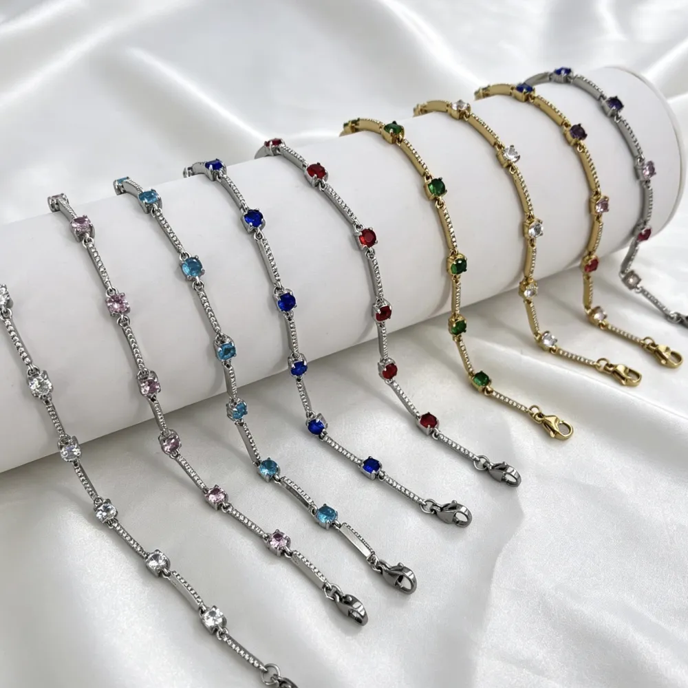 Punto Luce -Bracciale in Acciaio con Chiusura Moschettone  - BAC-103-AA7283B