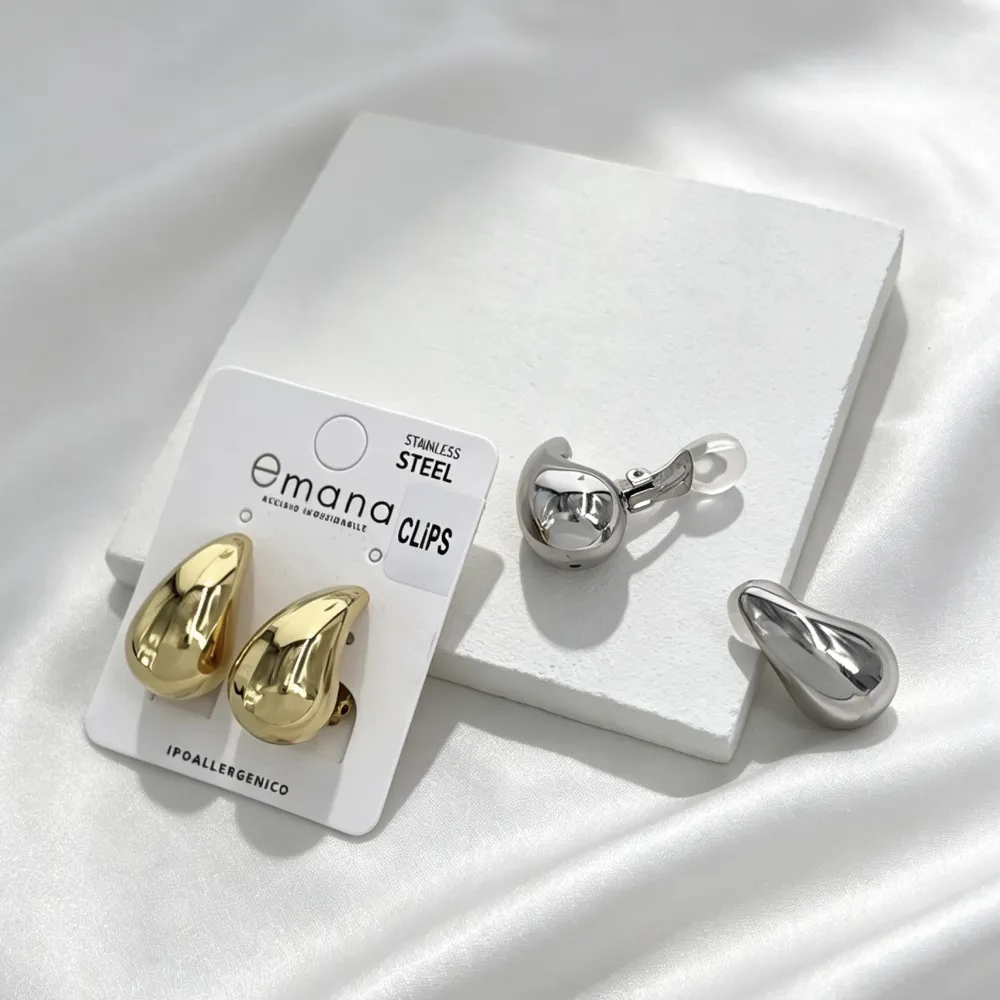Goccia-Orecchini clip acciaio - OR-103-AA7391E