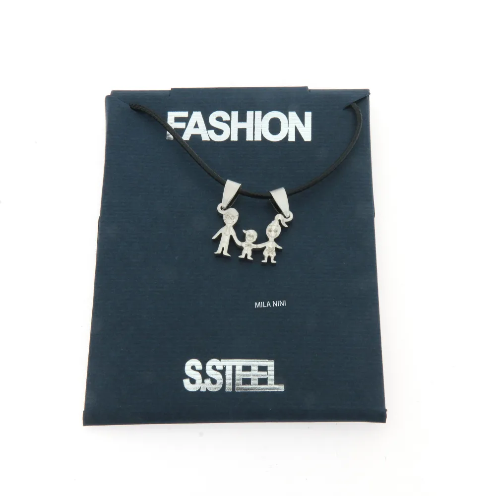 Papà mamma e figlio - Collana Corta Unisex_Acciaio_2