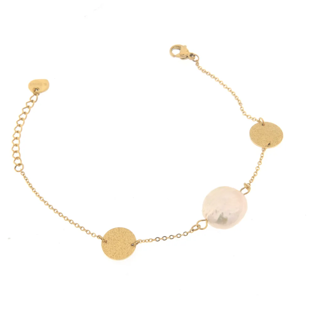 Perla e Tondi - Bracciale Donna in Acciaio_Oro Giallo_1