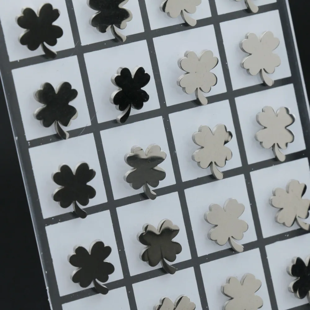 Quadrifoglio - Orecchini Acciaio (Conf. da 12 paia)_Argento_2