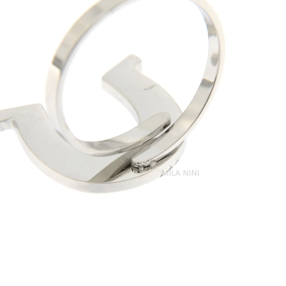 SAAR Fulmine - Anello Regolabile Acciaio Strass_2