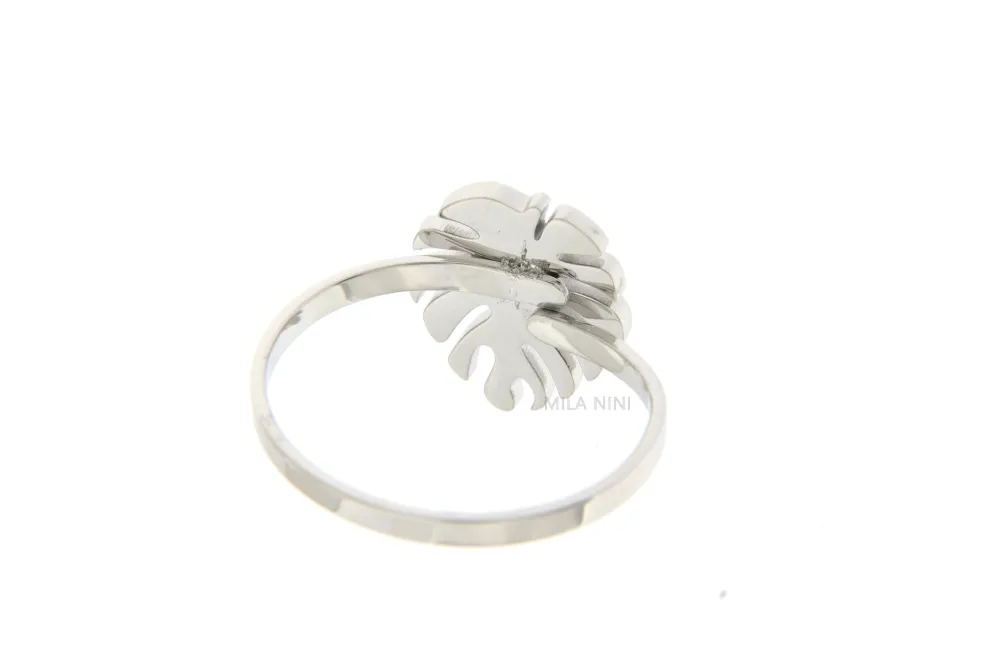 SAAR Palma - Anello Regolabile Acciaio Strass_Argento_1