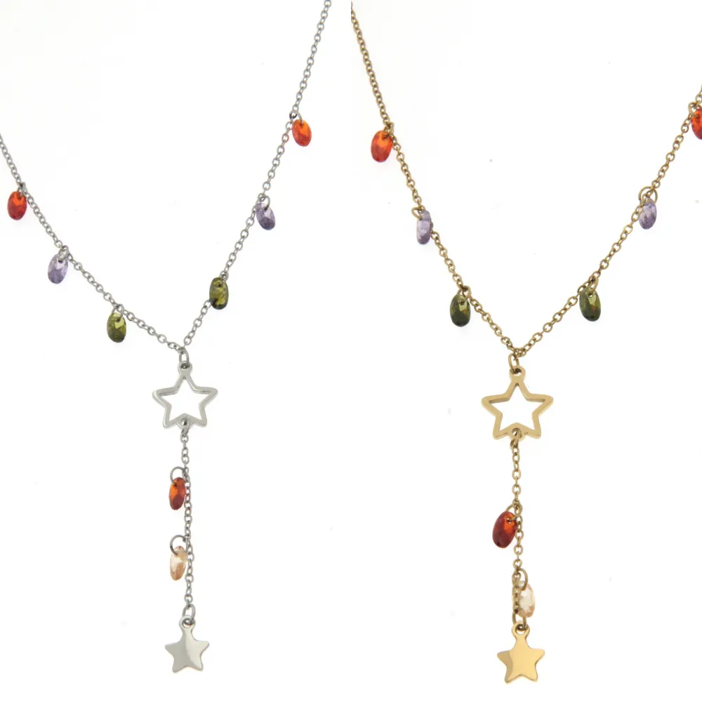 Stella e Zirconi 3098 - Collana Corta in Acciaio_2