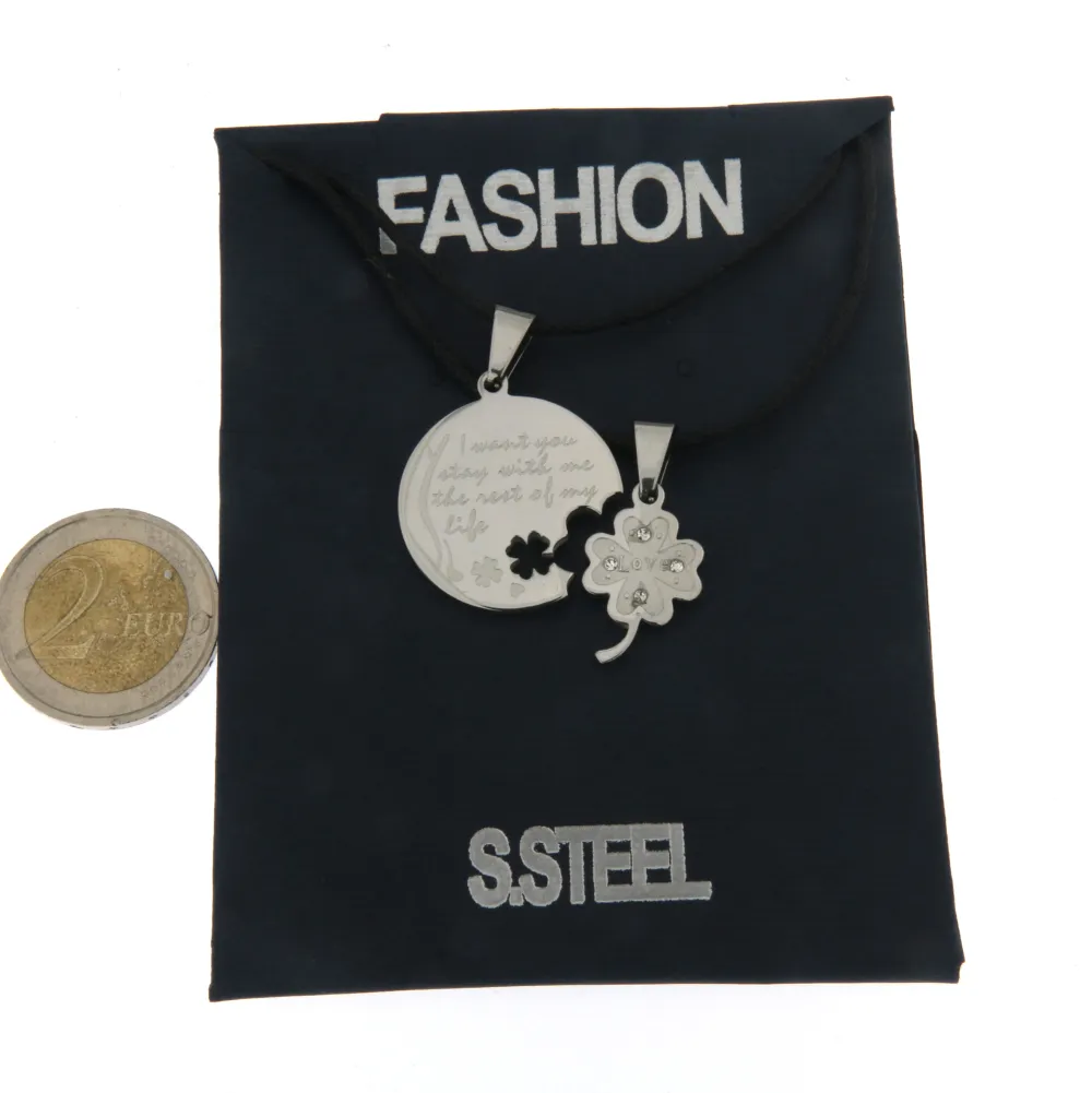 Tondo con Quadrifoglio - Collana Doppia Acciaio_Acciaio_2