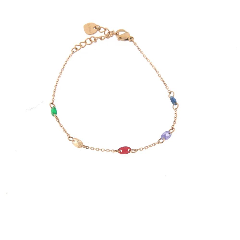 Zirconi Ovali - - Bracciale Donna in Acciaio_Oro Rosa_1